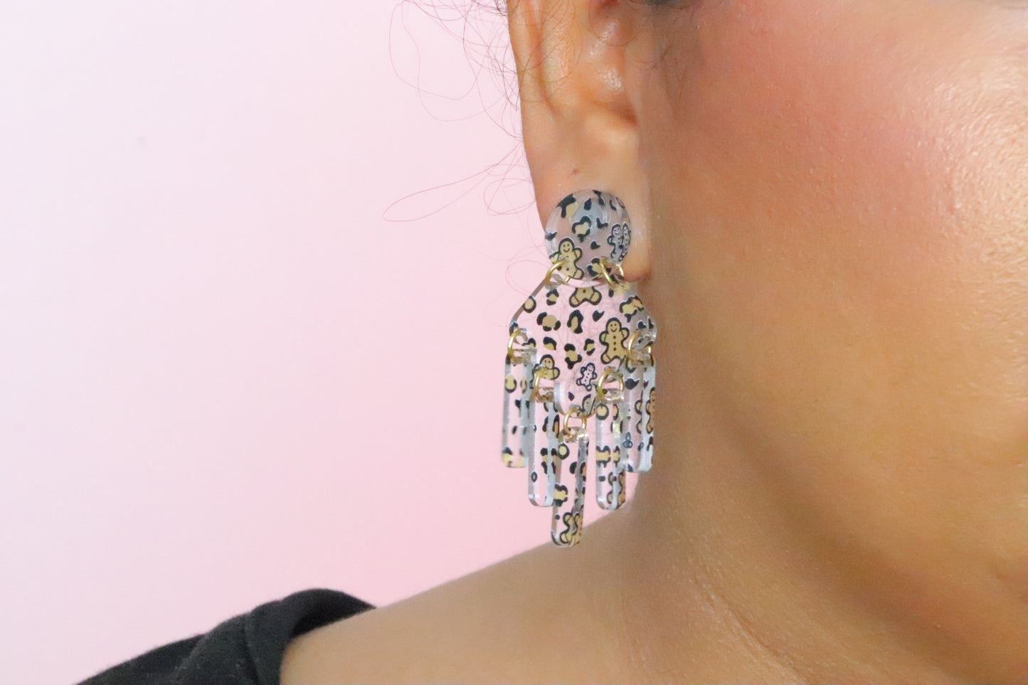 Leopard Gingerbread man Earrings