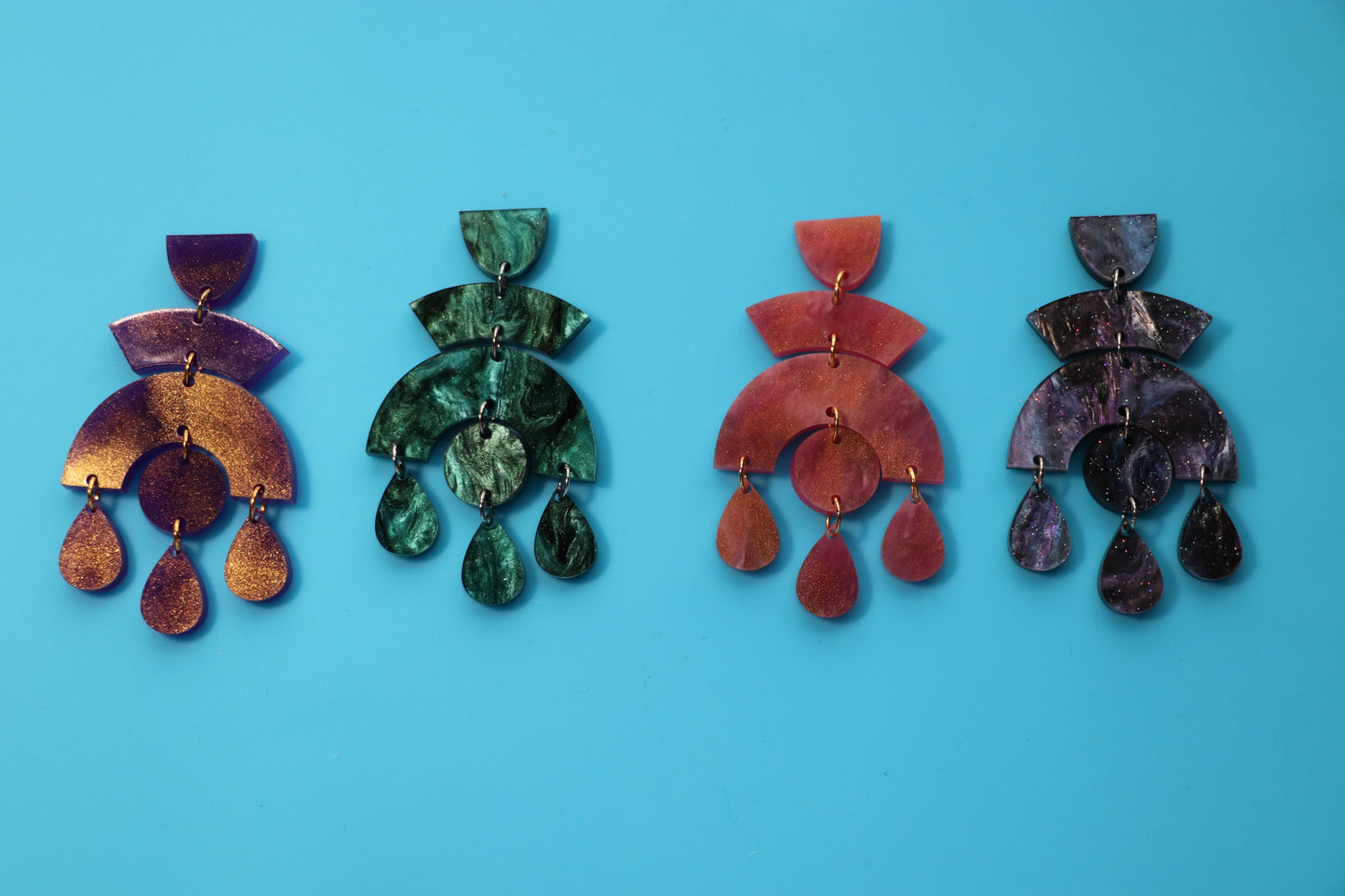 Statement marbled glitter lightweight acrylic earrings