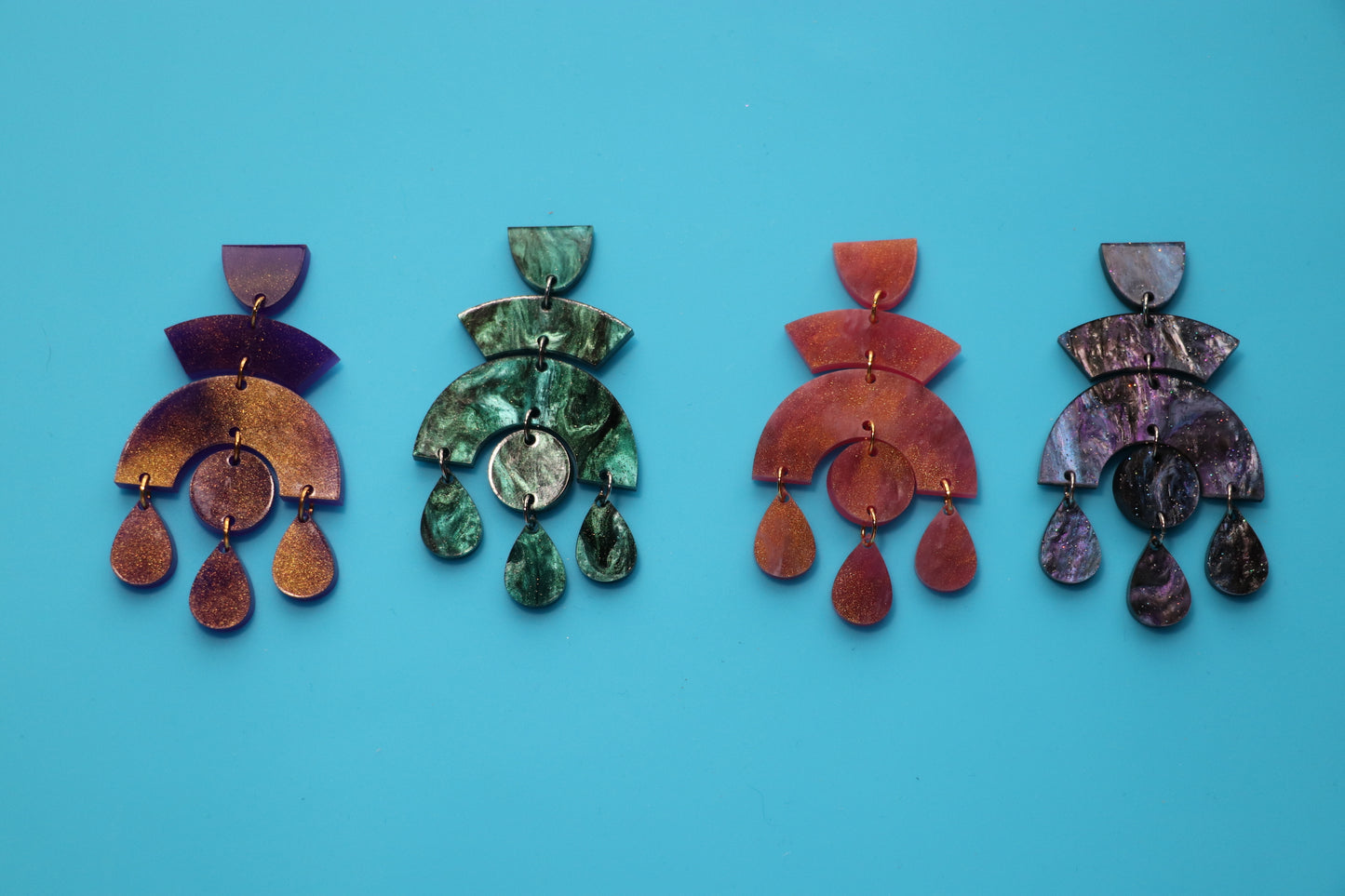 Statement marbled glitter lightweight acrylic earrings