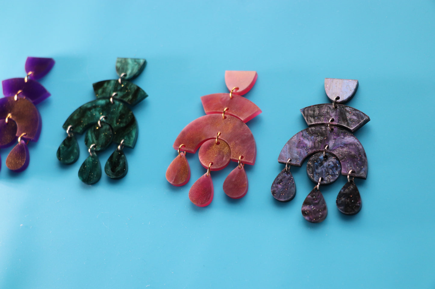 Statement marbled glitter lightweight acrylic earrings