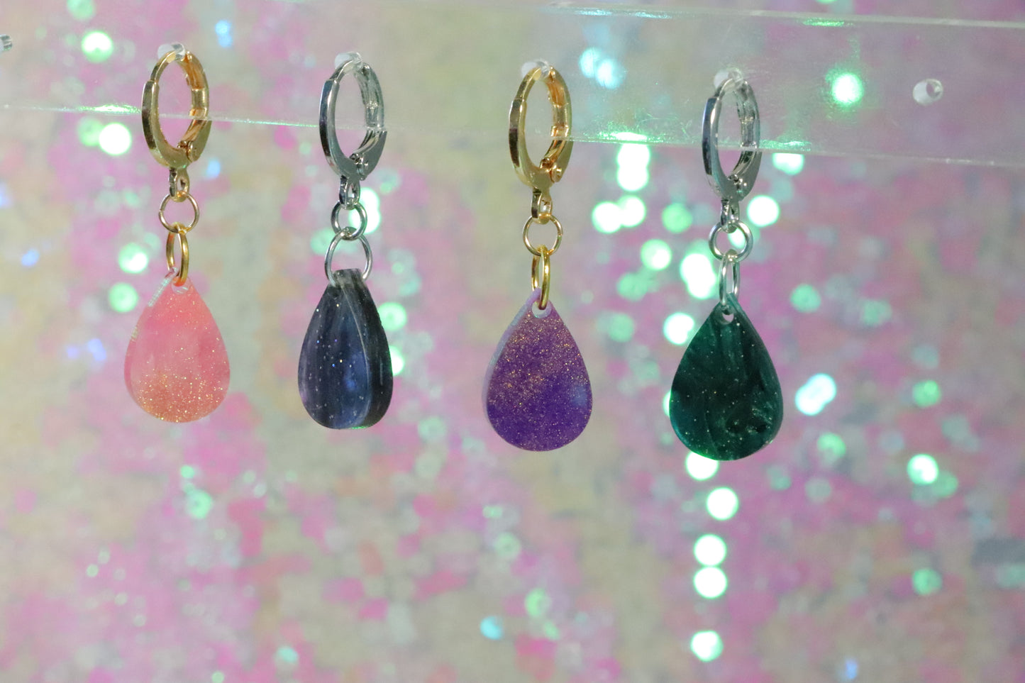 Dainty marbled drop acrylic earrings