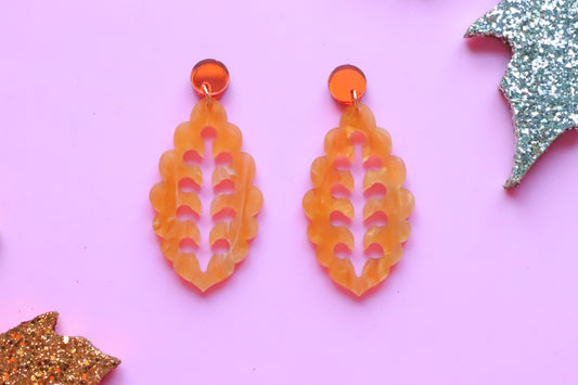 Orange fall leavef earrings