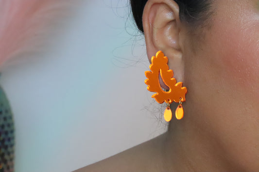 Leaf crawler earrings