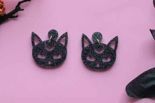 Black cat face Earrings