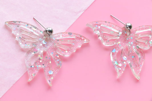 Glitter papillon earrings