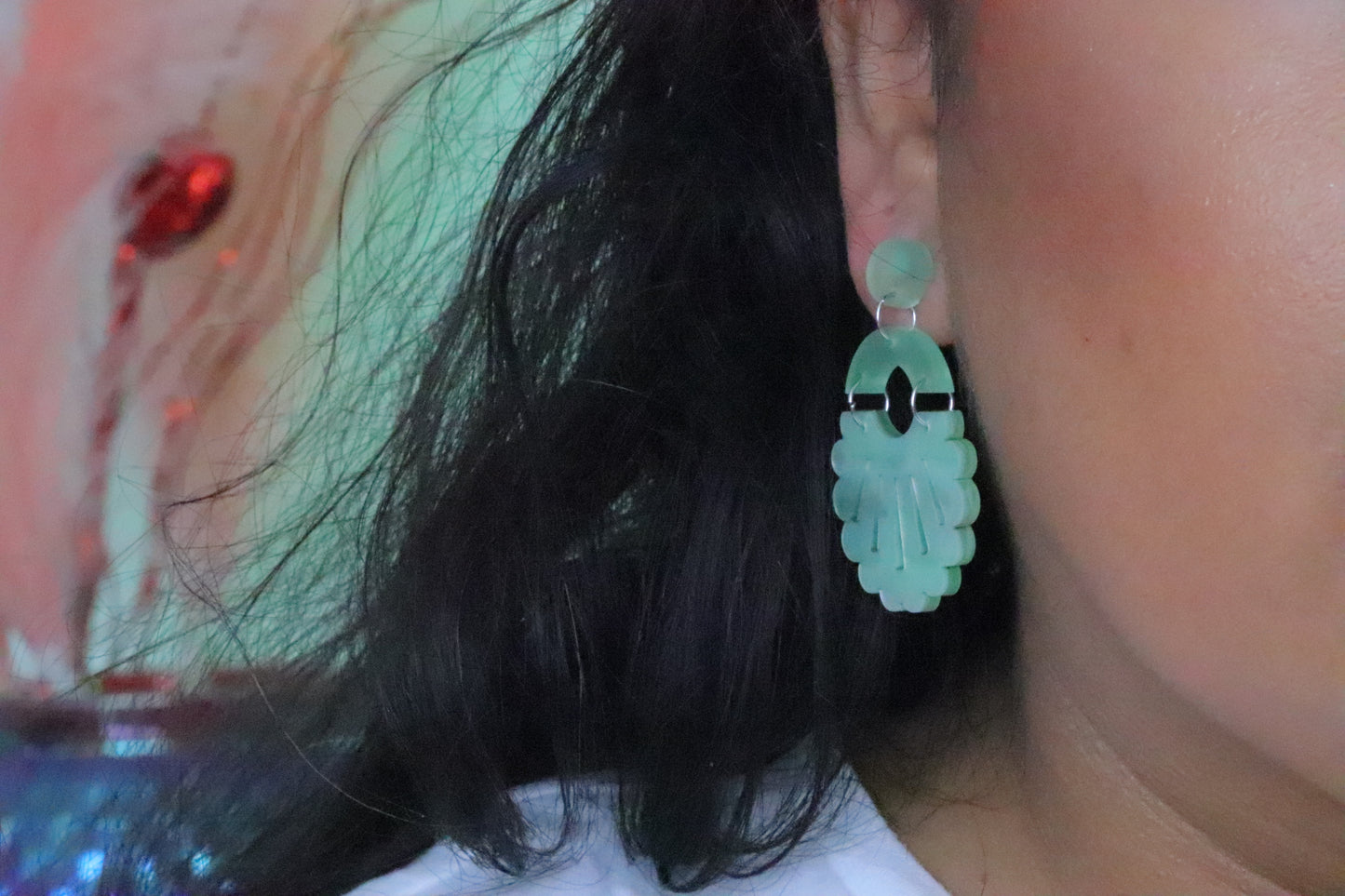 Scalopped mint Earrings