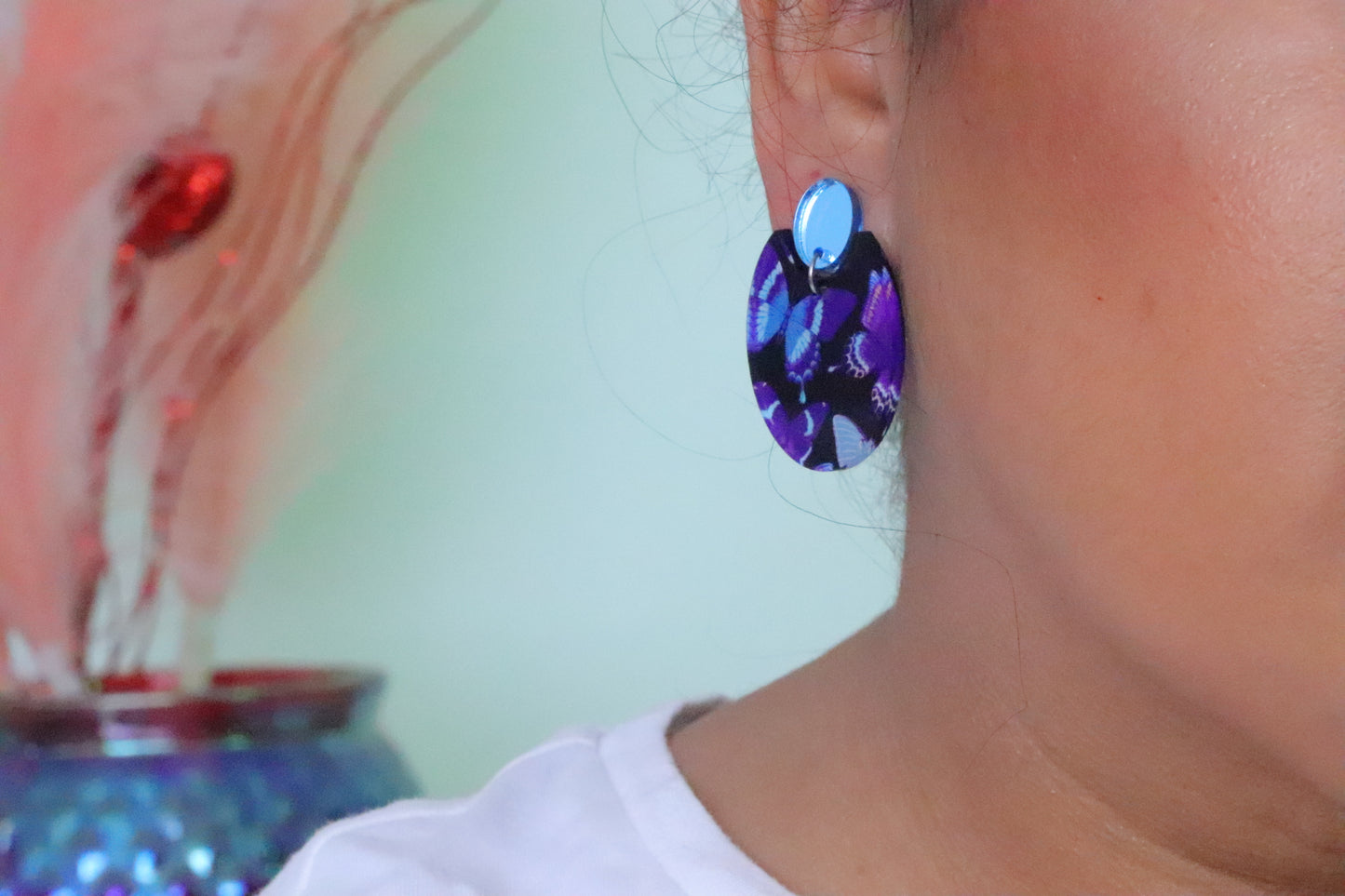 Blue butterflies earrings