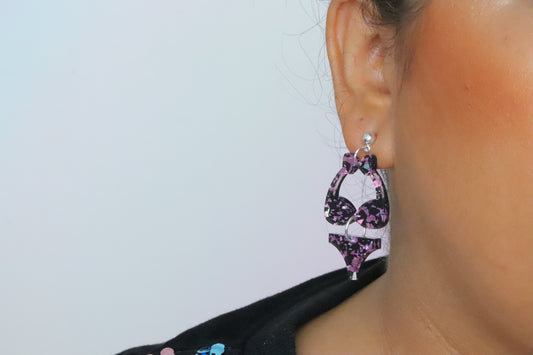 Bikini holographic lilac earrings