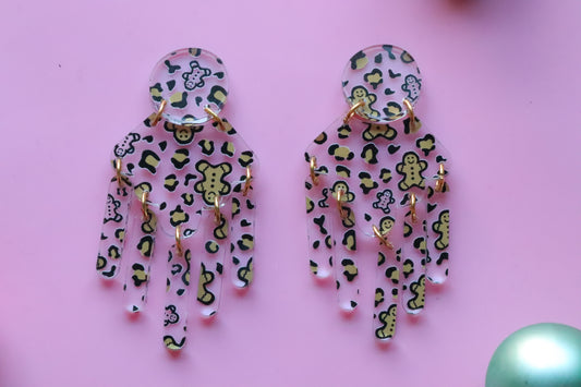 Leopard Gingerbread man Earrings