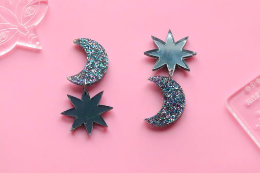 Moon and star Mismatched earrings