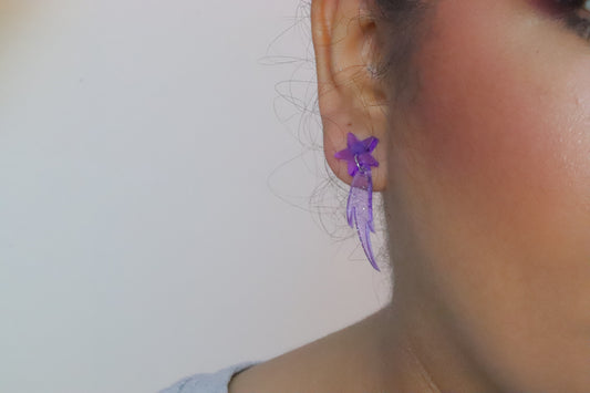 Spring summer clear glitter frost shooting star acrylic earrings - 2 sizes
