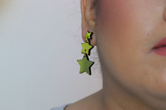 Multidimensional iridescent acrylic star earrings