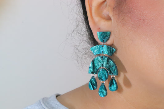 Statement marbled glitter lightweight acrylic earrings