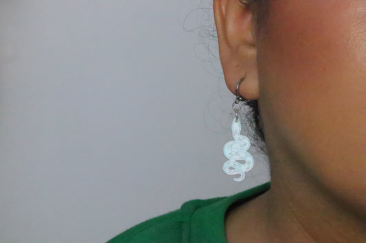Iridescent snake earrings