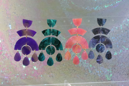 Statement marbled glitter lightweight acrylic earrings