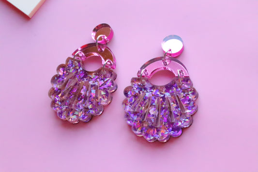Pink scalloped Earrings