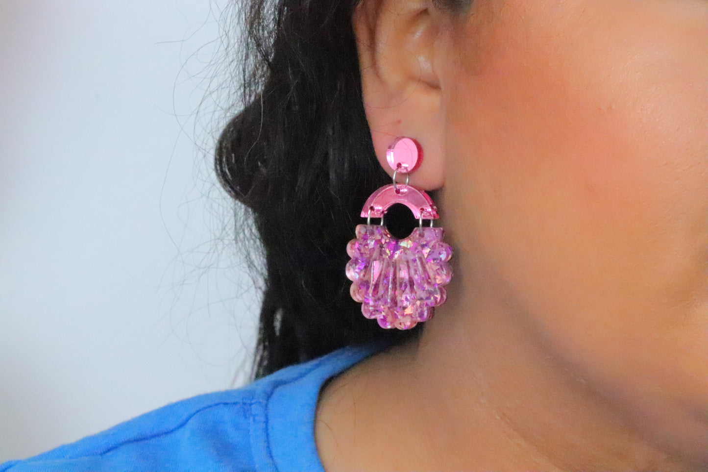 Pink scalloped Earrings