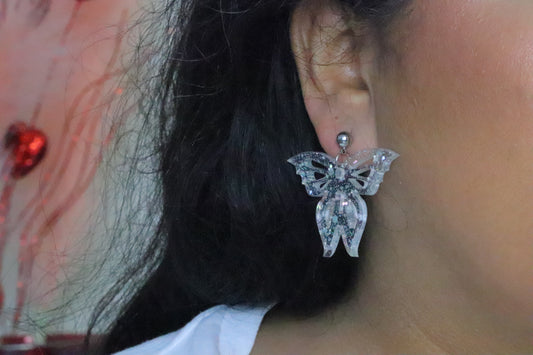 Glitter papillon earrings